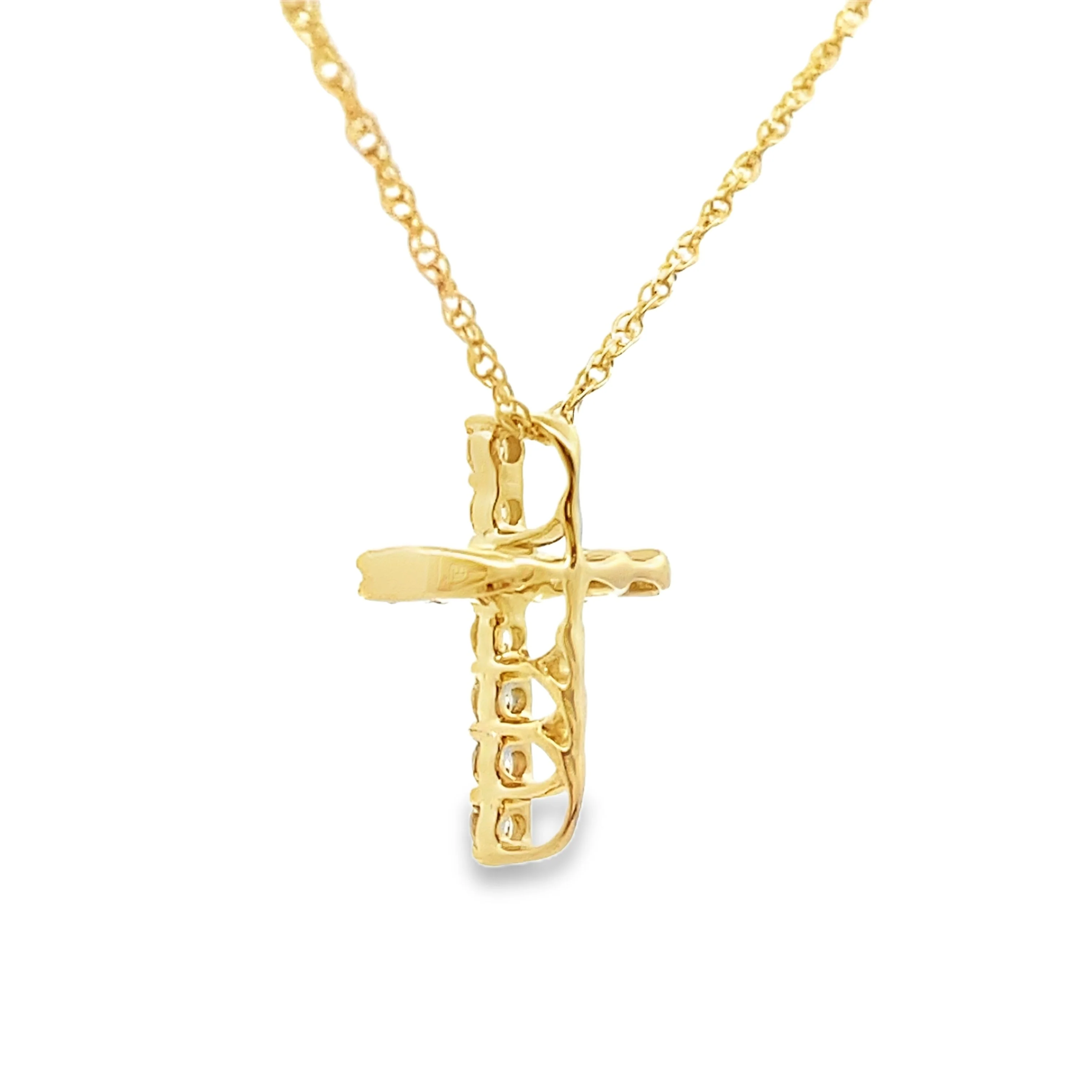 .12ct Diamond Cross Religious Pendant 10KT Yellow Gold - Image 2