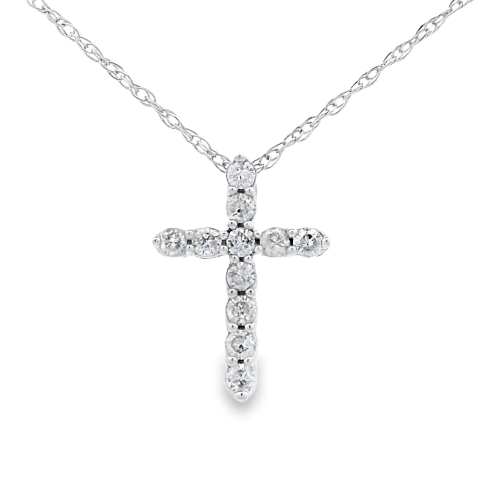 .12ct Diamond Cross Religious Pendant 14KT White Gold