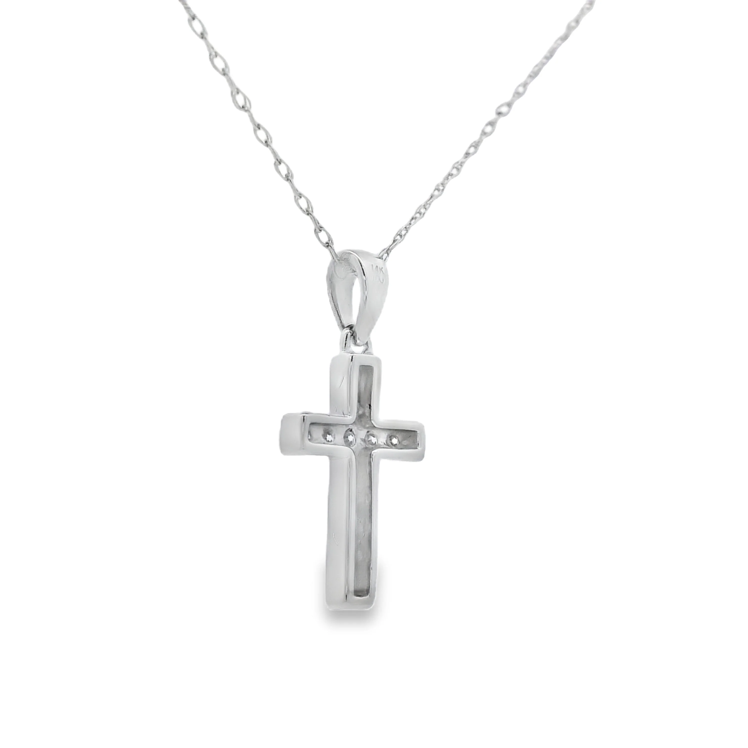 .12ct Diamond Cross Religious Pendant 14KT White Gold - Image 2