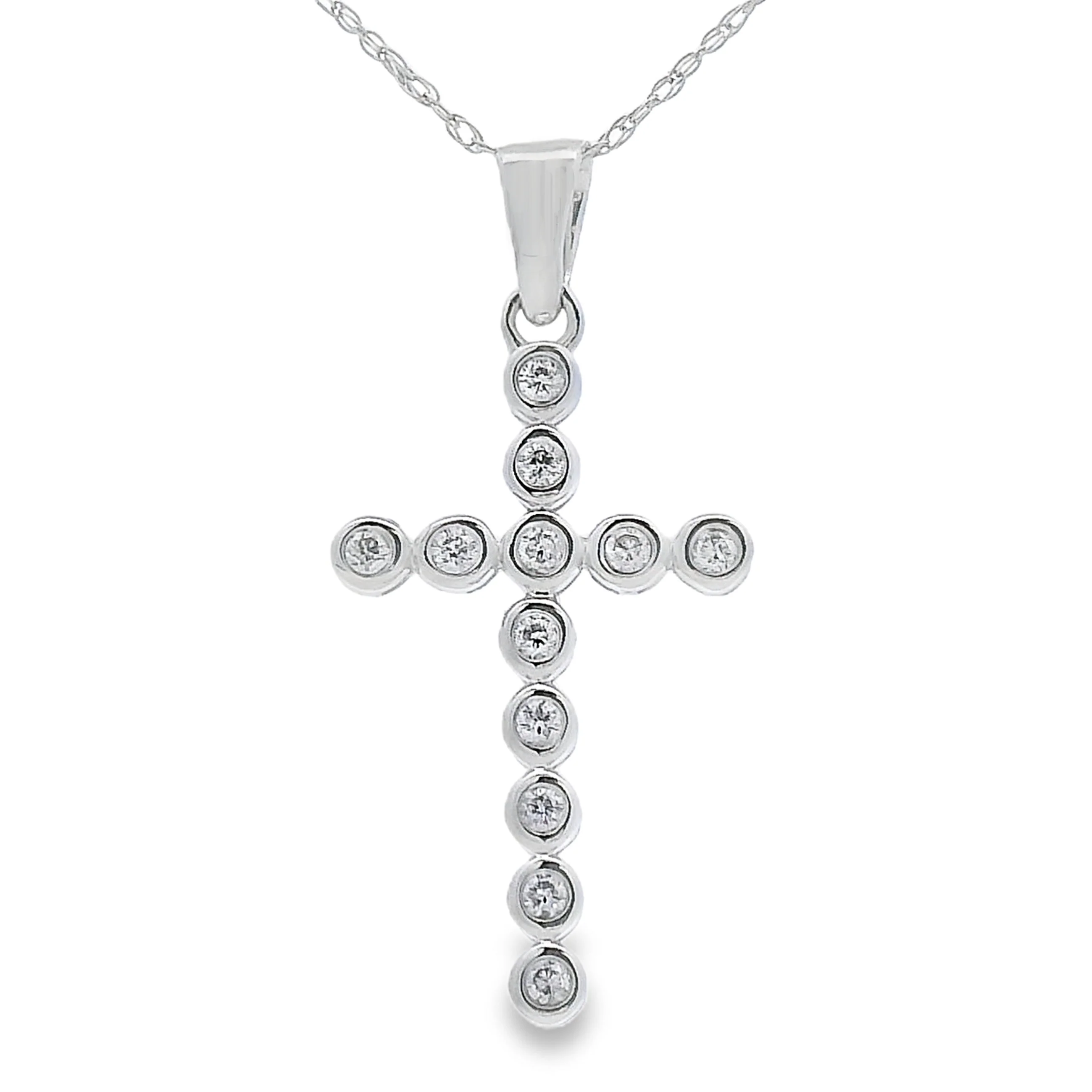 .12ct Diamond Cross Religious Pendant 14KT White Gold