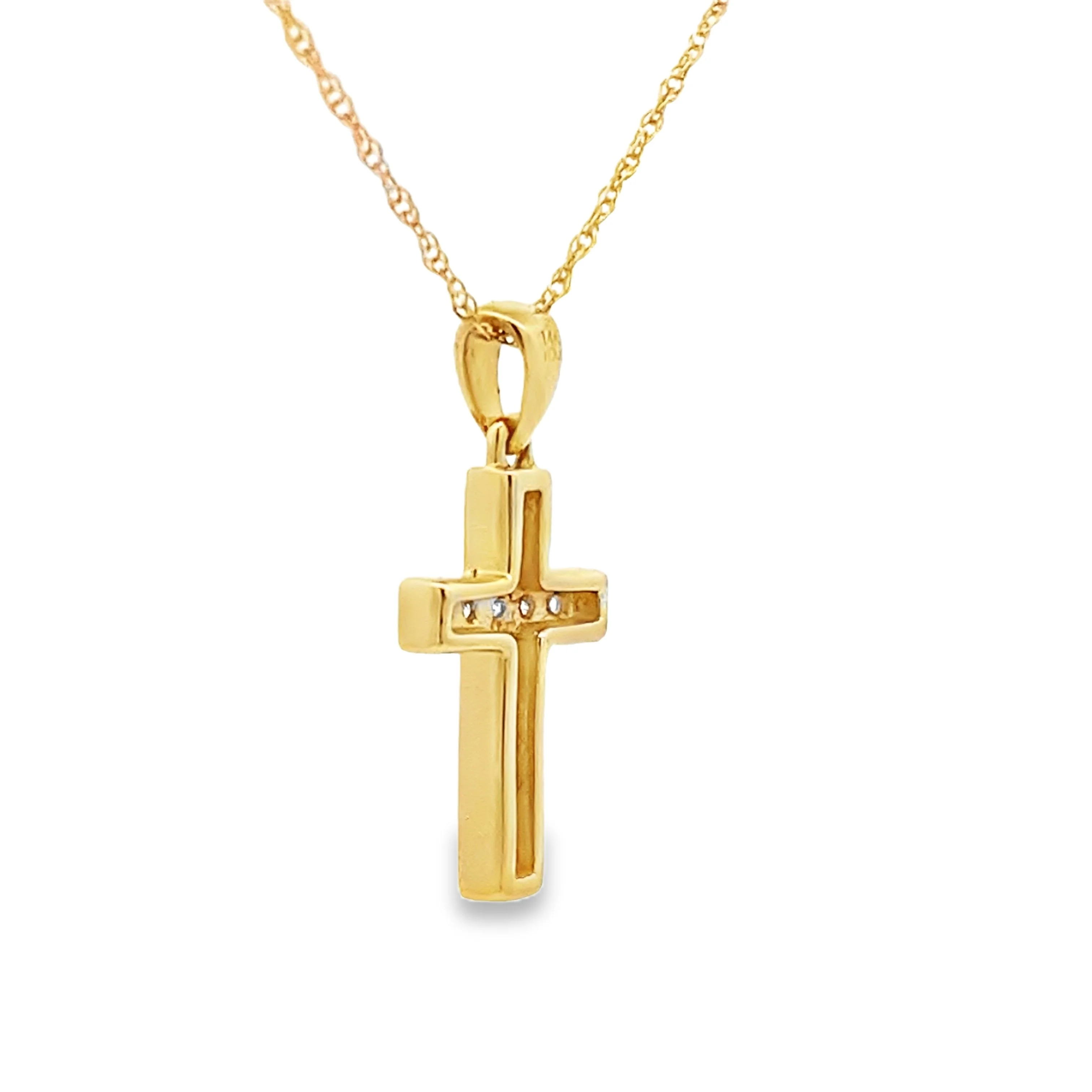 .12ct Diamond Cross Religious Pendant 14KT Yellow Gold - Image 2