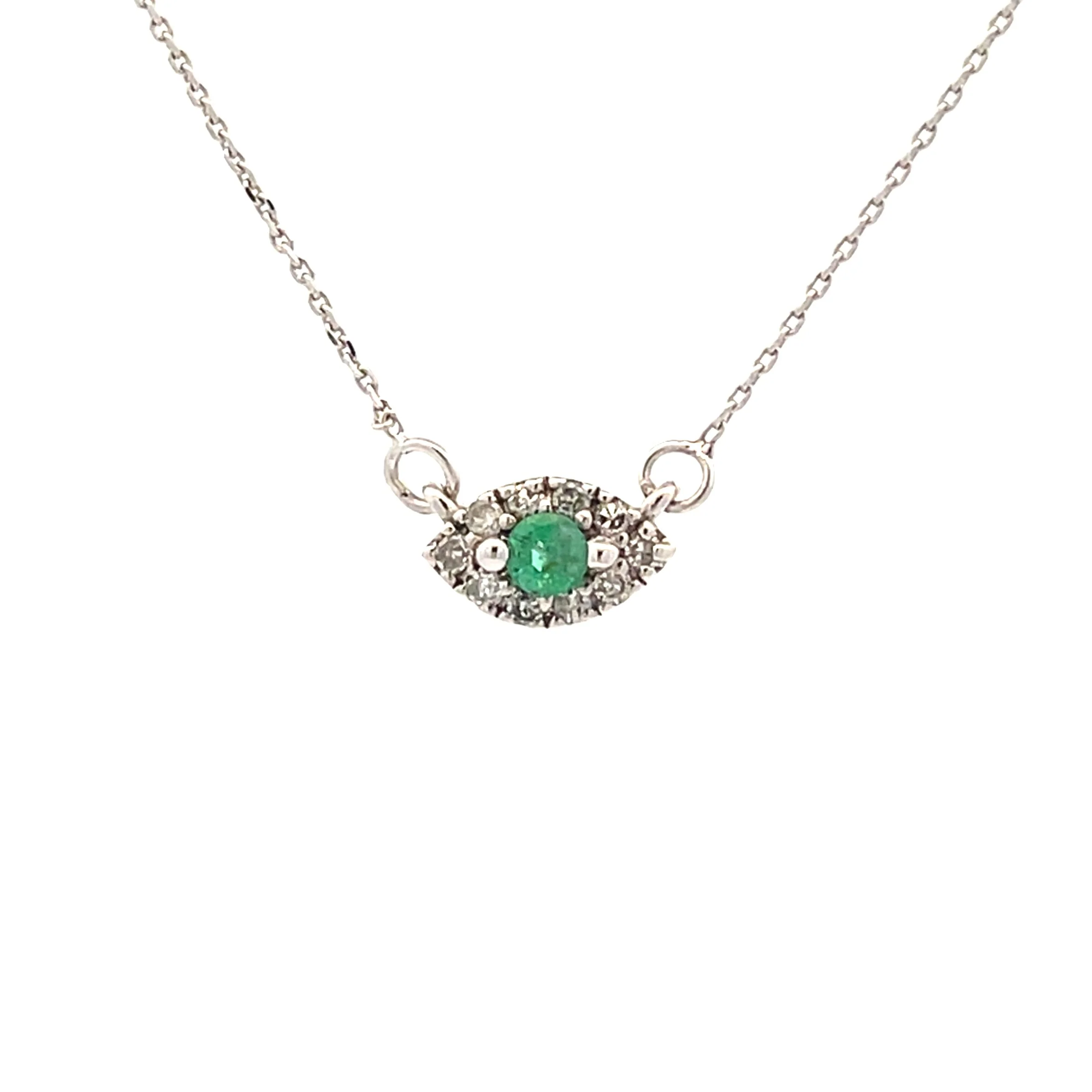 .12ct Emerald Diamond Fashion Pendants 14KT White Gold