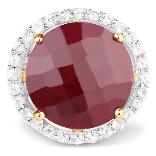 13.10 Carat Dyed Ruby and White Topaz .925 Sterling Silver Ring - Image 3