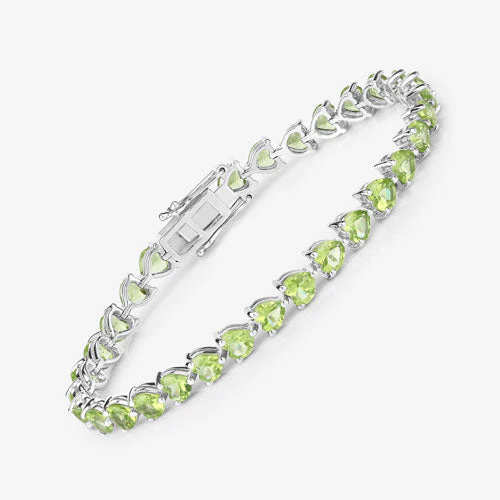 13.64 Carat Genuine Peridot .925 Sterling Silver Bracelet - Image 10