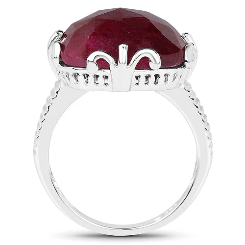 13.65 Carat Dyed Ruby .925 Sterling Silver Ring - Image 6