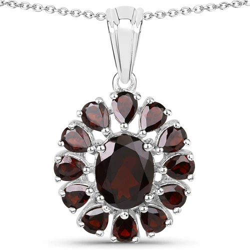 13.82 Carat Genuine Garnet and White Topaz .925 Sterling Silver 3 Piece Jewelry Set (Ring, Earrings, and Pendant w/ Chain) - Image 7