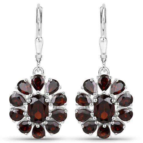 13.82 Carat Genuine Garnet and White Topaz .925 Sterling Silver 3 Piece Jewelry Set (Ring, Earrings, and Pendant w/ Chain) - Image 8