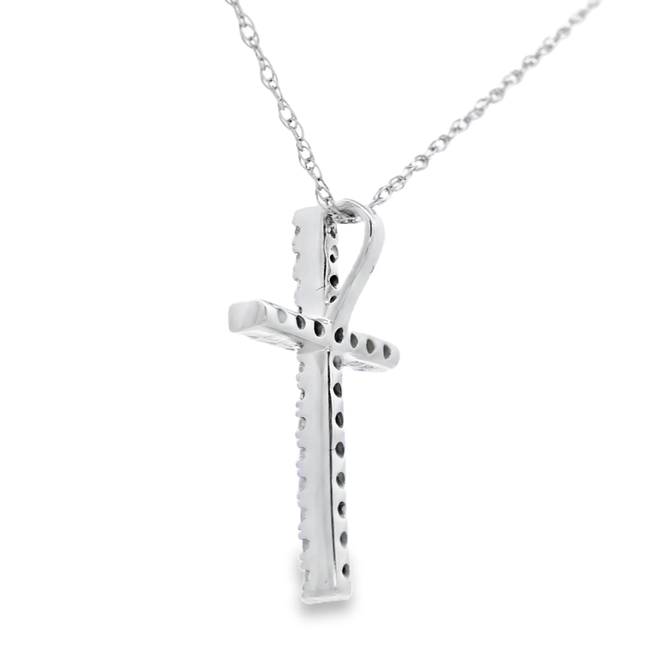 .13ct Diamond Cross Religious Pendant 14KT White Gold - Image 2