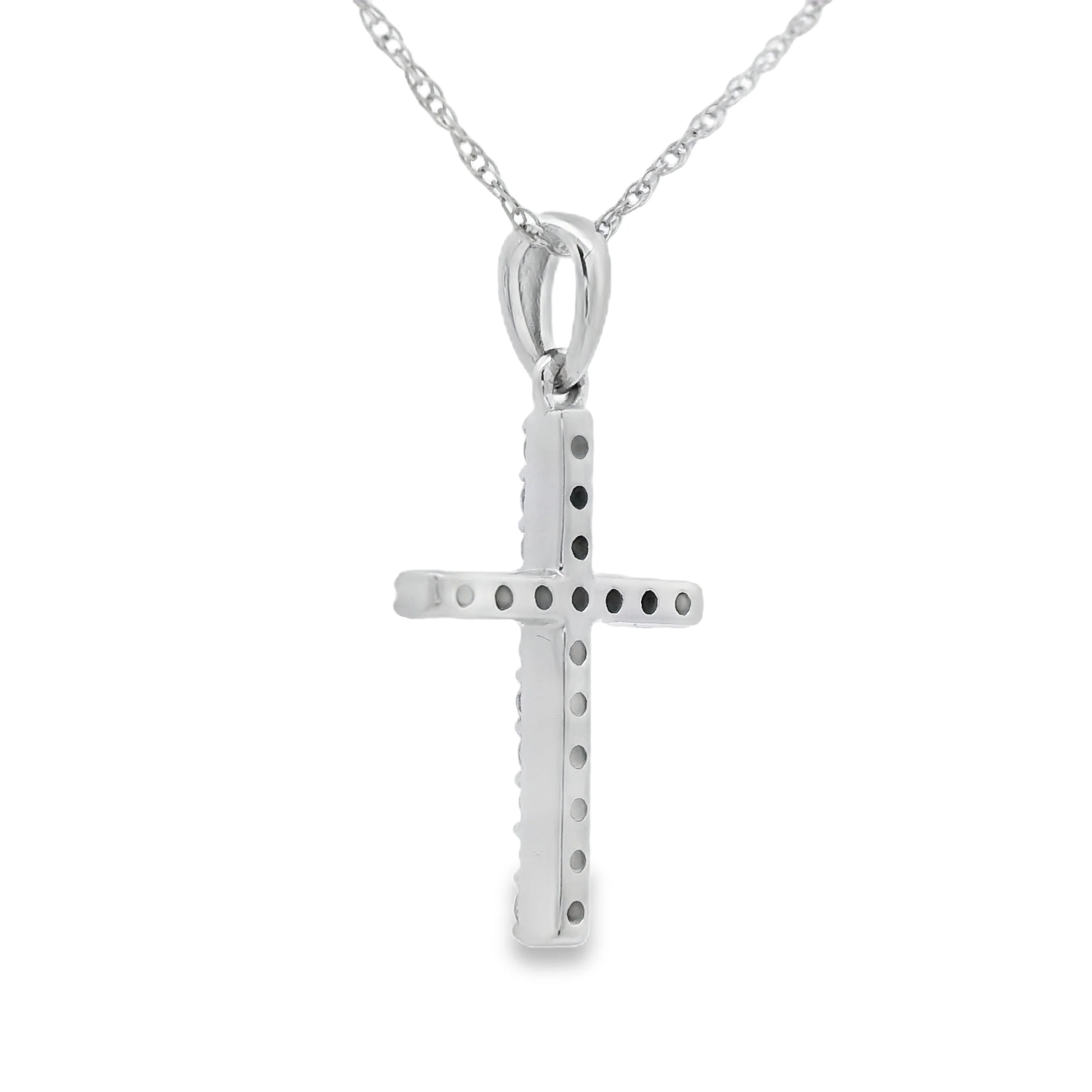 .13ct Diamond Cross Religious Pendant 14KT White Gold - Image 2