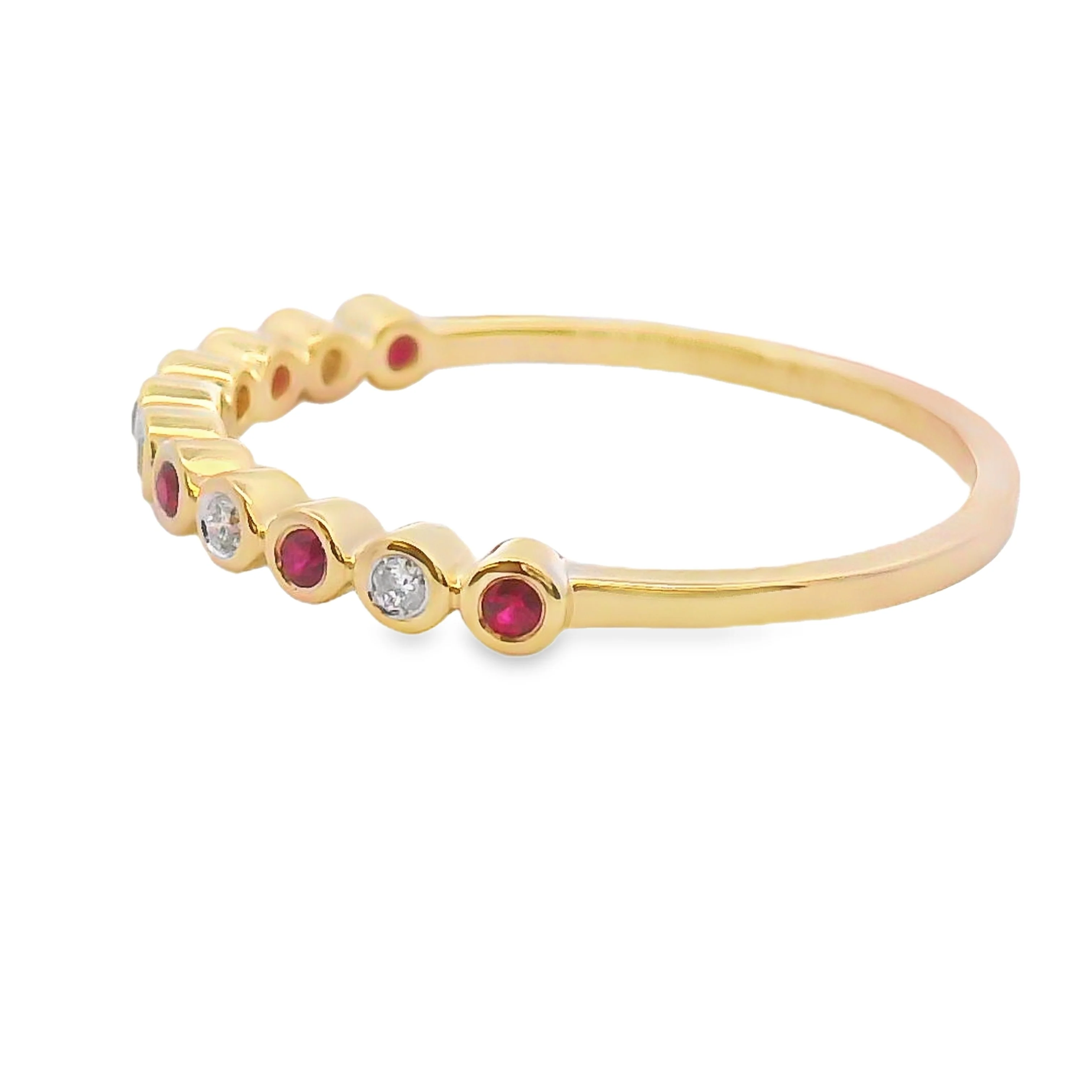 .13ct Ruby Diamond stackable band set 14KT Yellow Gold - Image 2