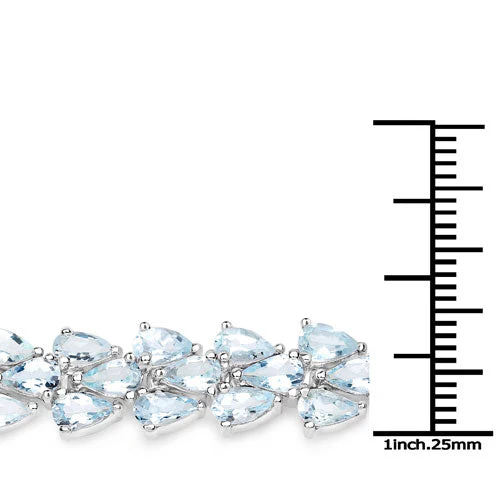 14.11 Carat Genuine Aquamarine .925 Sterling Silver Bracelet - Image 7