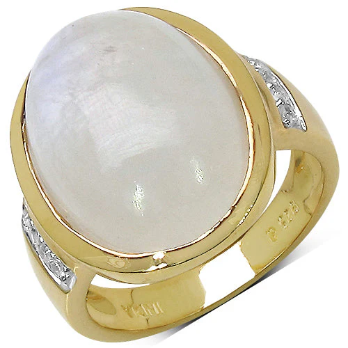 14.12 Carat Genuine White Rainbow Moonstone and White Topaz .925 Sterling Silver Ring - Image 2