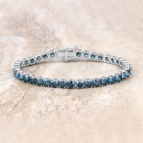 14.33 Carat Genuine Blue Diamond 14K White Gold Bracelet - Image 9