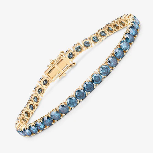 14.33 Carat Genuine Blue Diamond 14K Yellow Gold Bracelet - Image 10