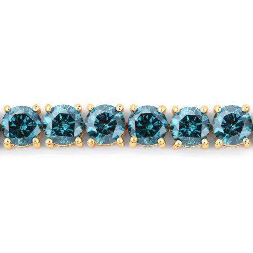 14.33 Carat Genuine Blue Diamond 14K Yellow Gold Bracelet - Image 2