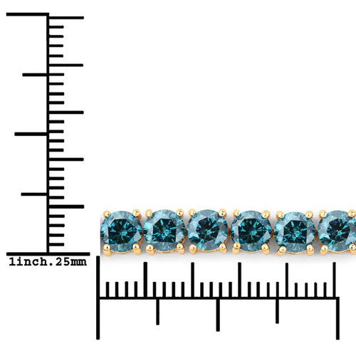 14.33 Carat Genuine Blue Diamond 14K Yellow Gold Bracelet - Image 3