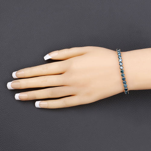 14.33 Carat Genuine Blue Diamond 14K Yellow Gold Bracelet - Image 5