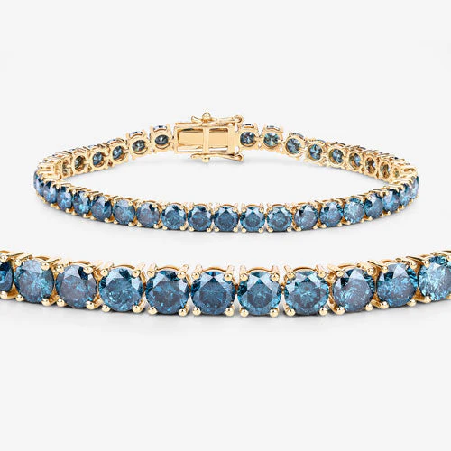 14.33 Carat Genuine Blue Diamond 14K Yellow Gold Bracelet - Image 6