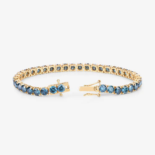 14.33 Carat Genuine Blue Diamond 14K Yellow Gold Bracelet - Image 7