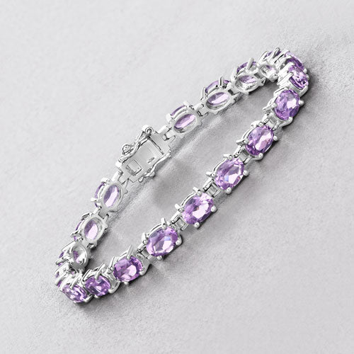 14.40 Carat Genuine Amethyst .925 Sterling Silver Bracelet - Image 2