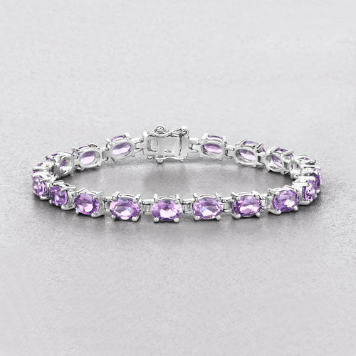 14.40 Carat Genuine Amethyst .925 Sterling Silver Bracelet - Image 3