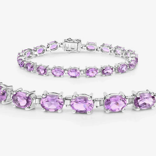 14.40 Carat Genuine Amethyst .925 Sterling Silver Bracelet - Image 6