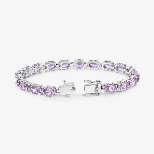 14.40 Carat Genuine Amethyst .925 Sterling Silver Bracelet - Image 7