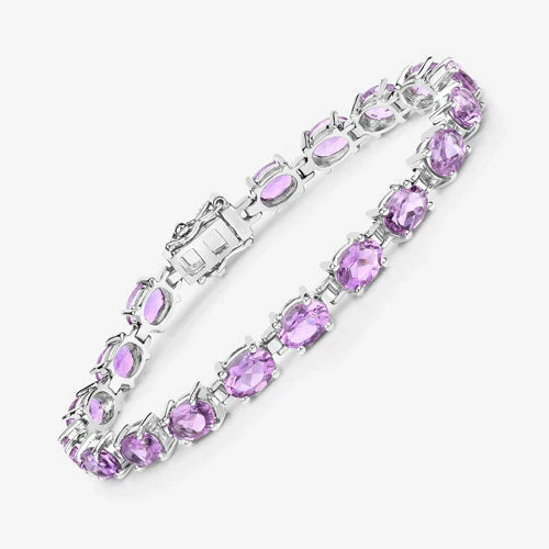 14.40 Carat Genuine Amethyst .925 Sterling Silver Bracelet - Image 8