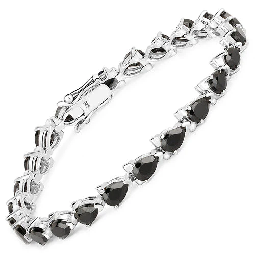 14.82 Carat Genuine Black Spinel 925 Sterling Silver Bracelet