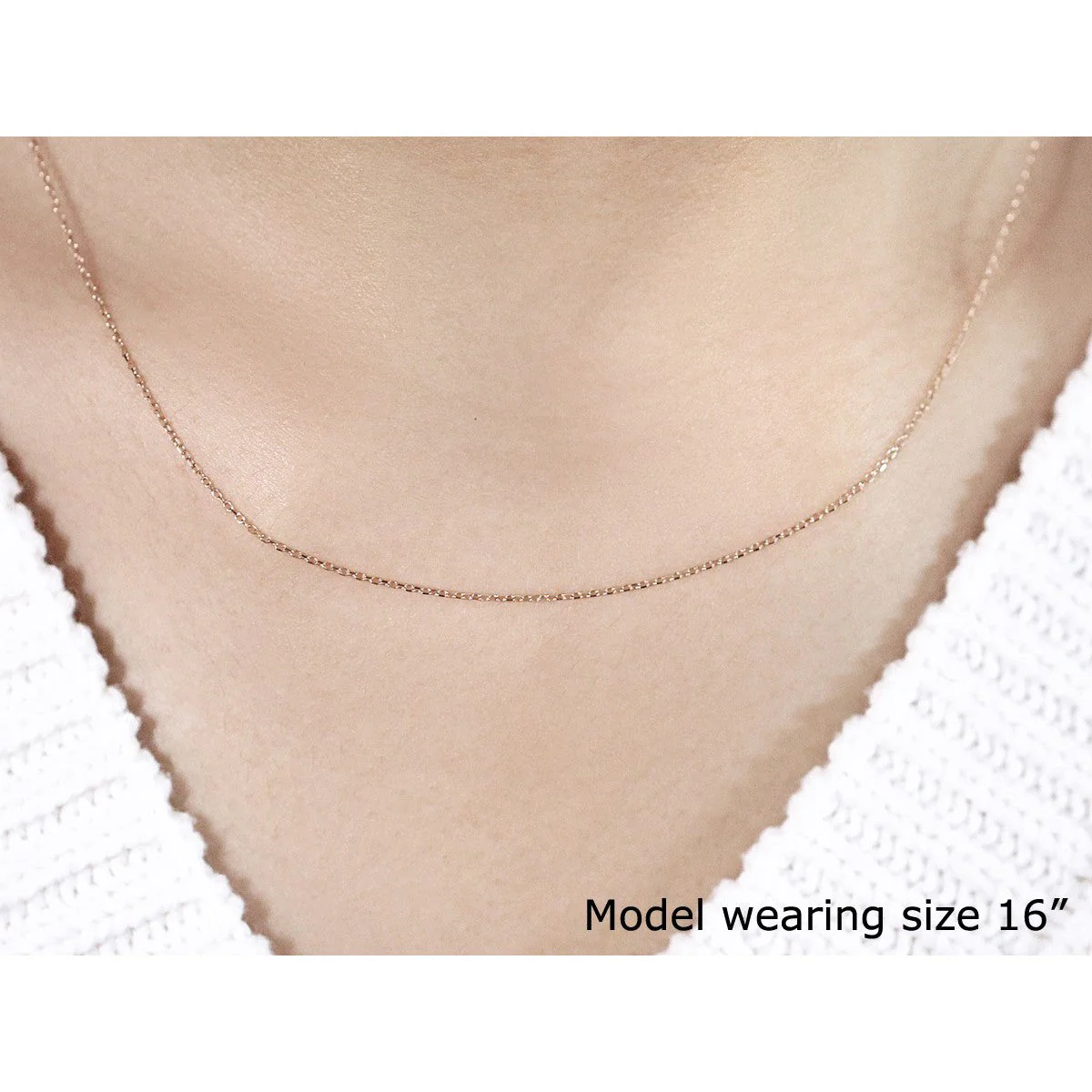 14k Pink Gold Diamond Cut Cable Link Chain 0.8mm - Image 4