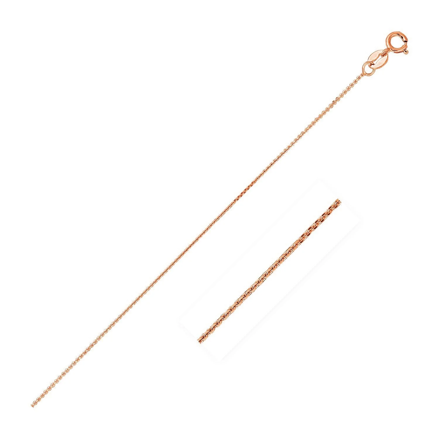 14k Pink Gold Diamond Cut Cable Link Chain 0.8mm - Image 5