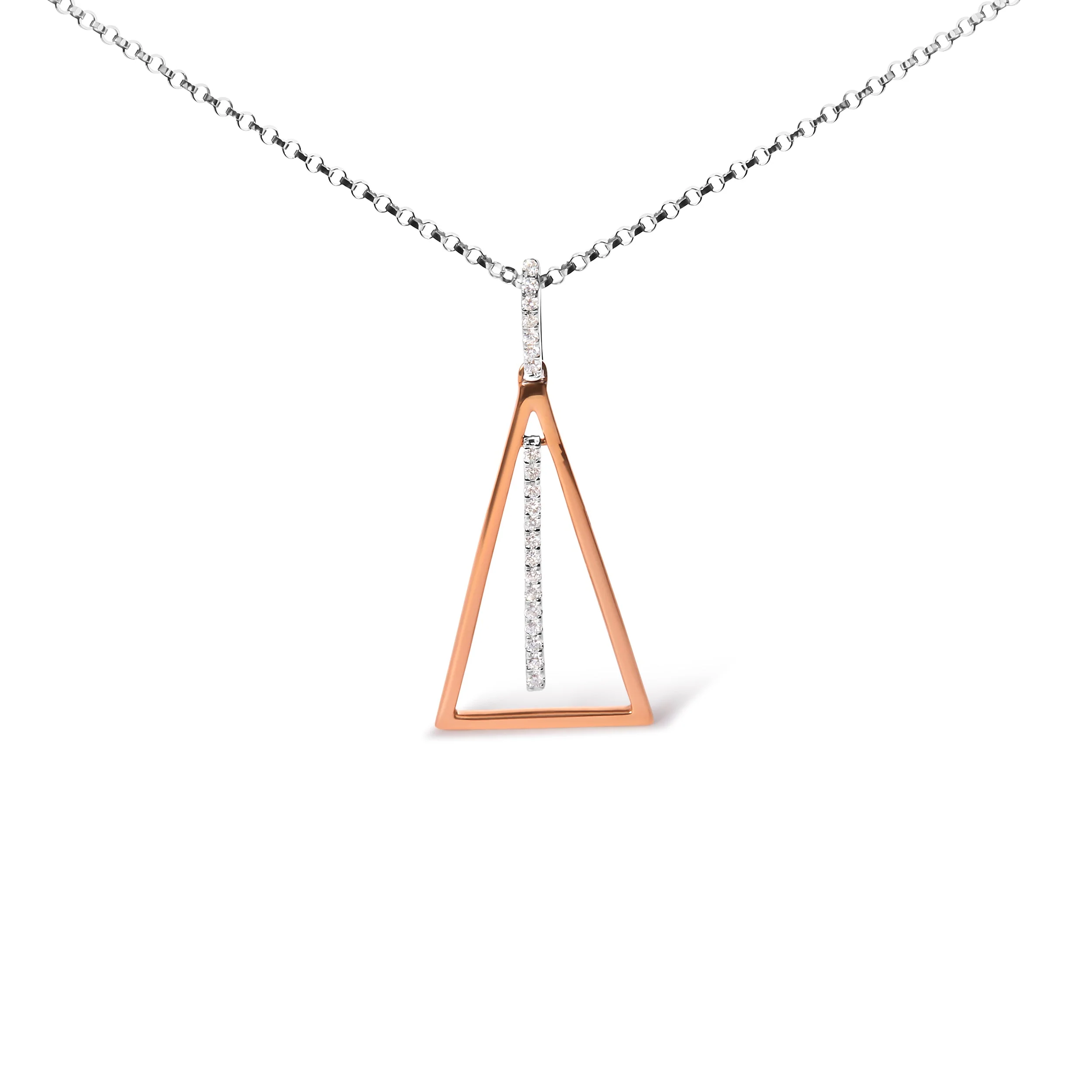 14K Rose and White Gold 1/8 Cttw Diamond Windchime 18" Pendant Necklace (G-H Color, SI1-SI2 Clarity) - Image 4