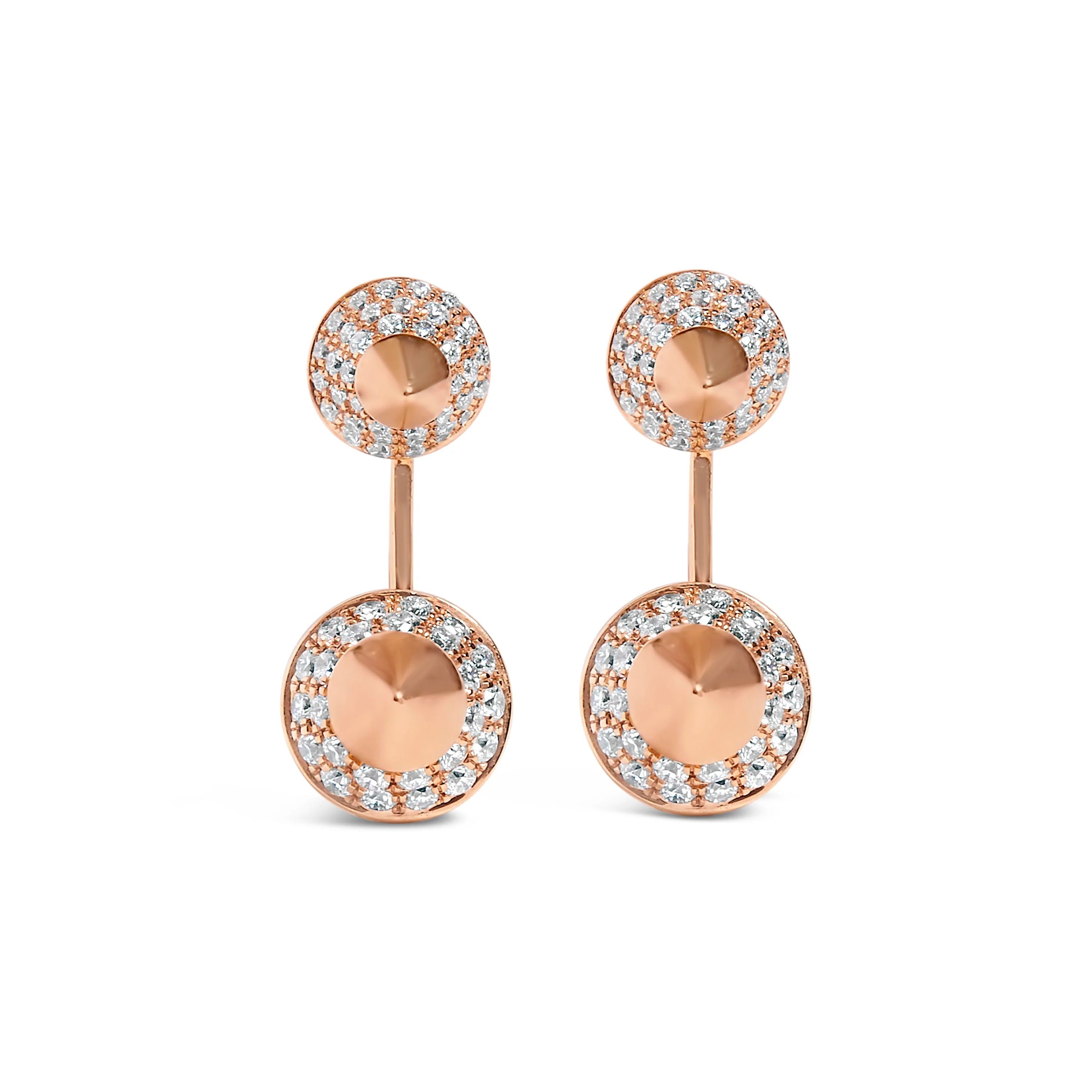 14K Rose Gold 1.00 Cttw Diamond Double Cone Jacket Stud Earring (G-H Color, SI1-SI2 Clarity) - Image 2