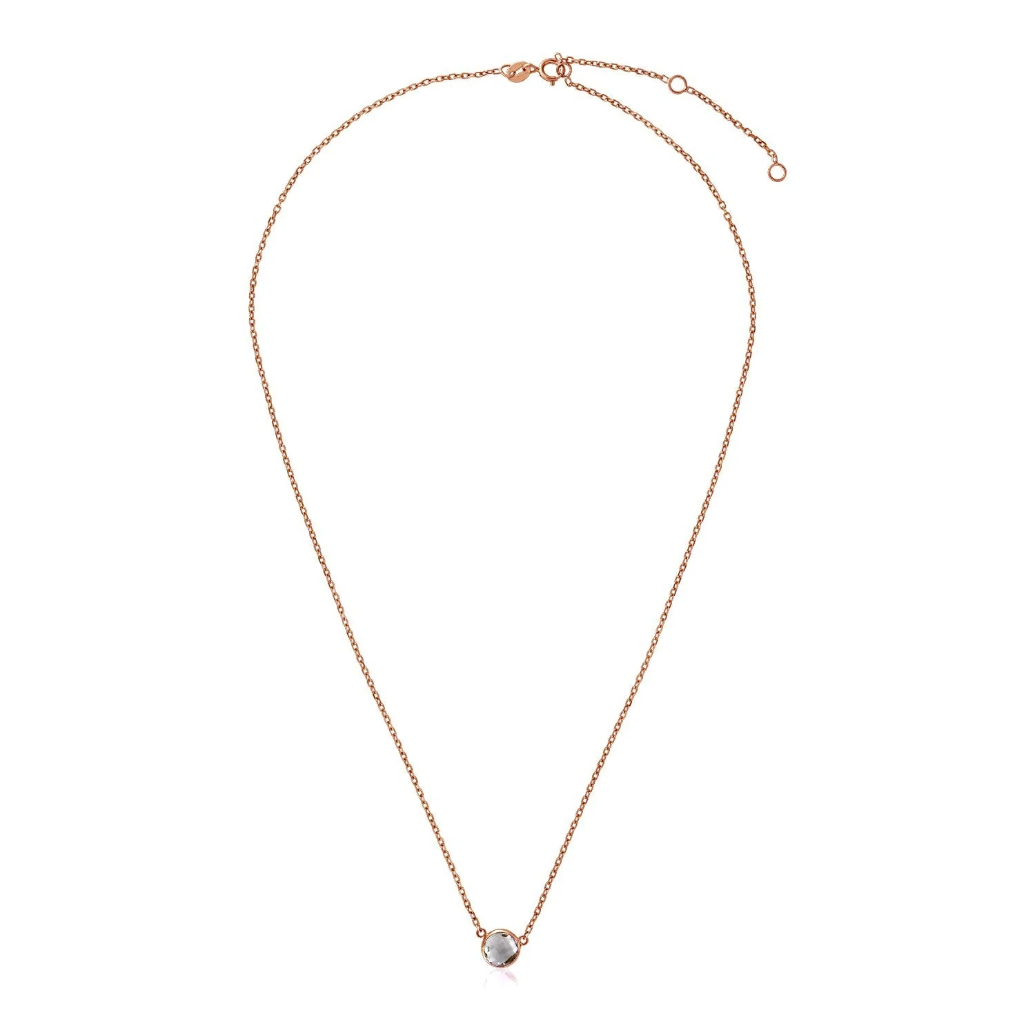 14k Rose Gold 17 inch Necklace with Round White Topaz - Image 5