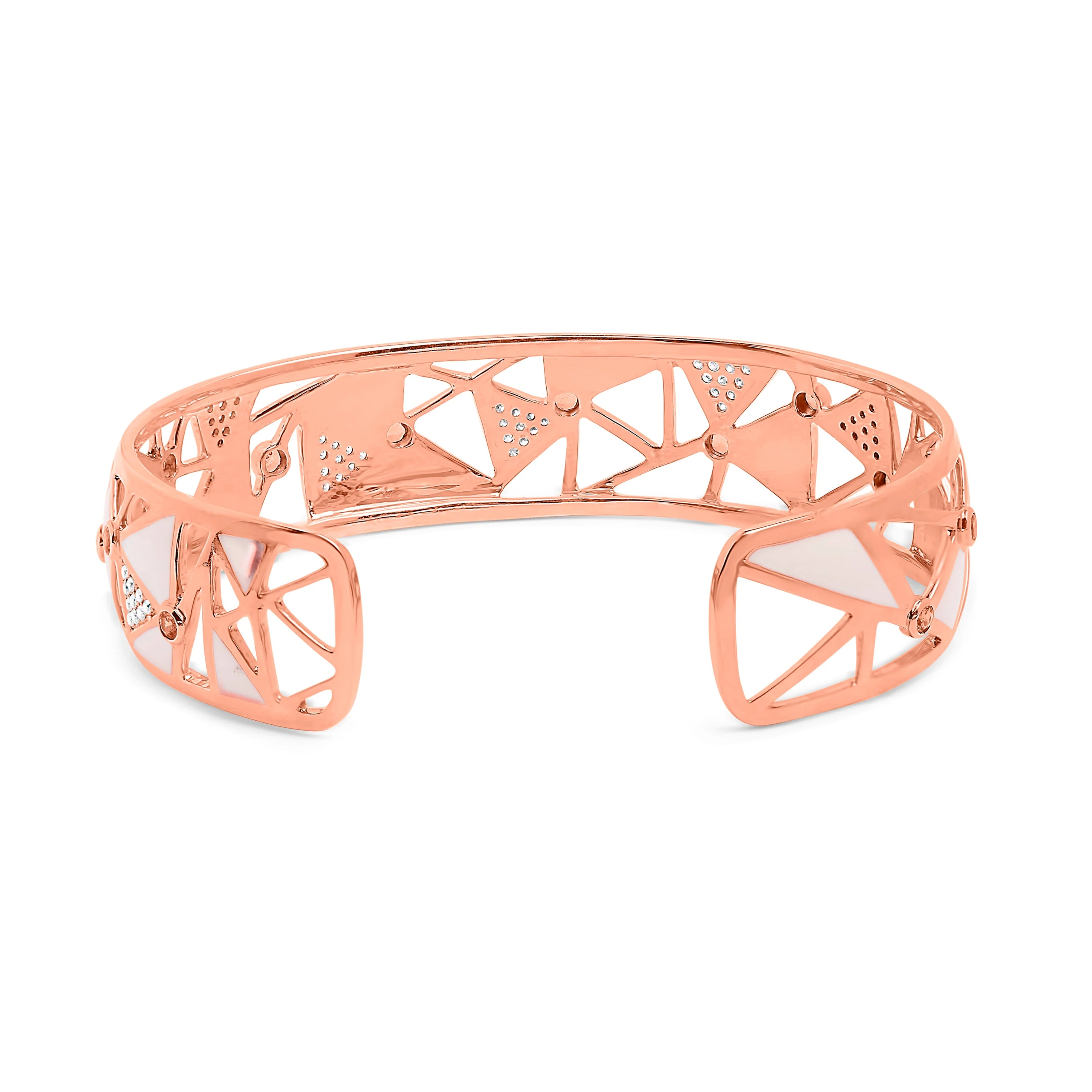 14K Rose Gold 5/8 Cttw Diamond with Pink Tourmaline Open Cuff Bangle with White Enamel (G-H Color, SI1-SI2 Clarity) - 7" - Image 7