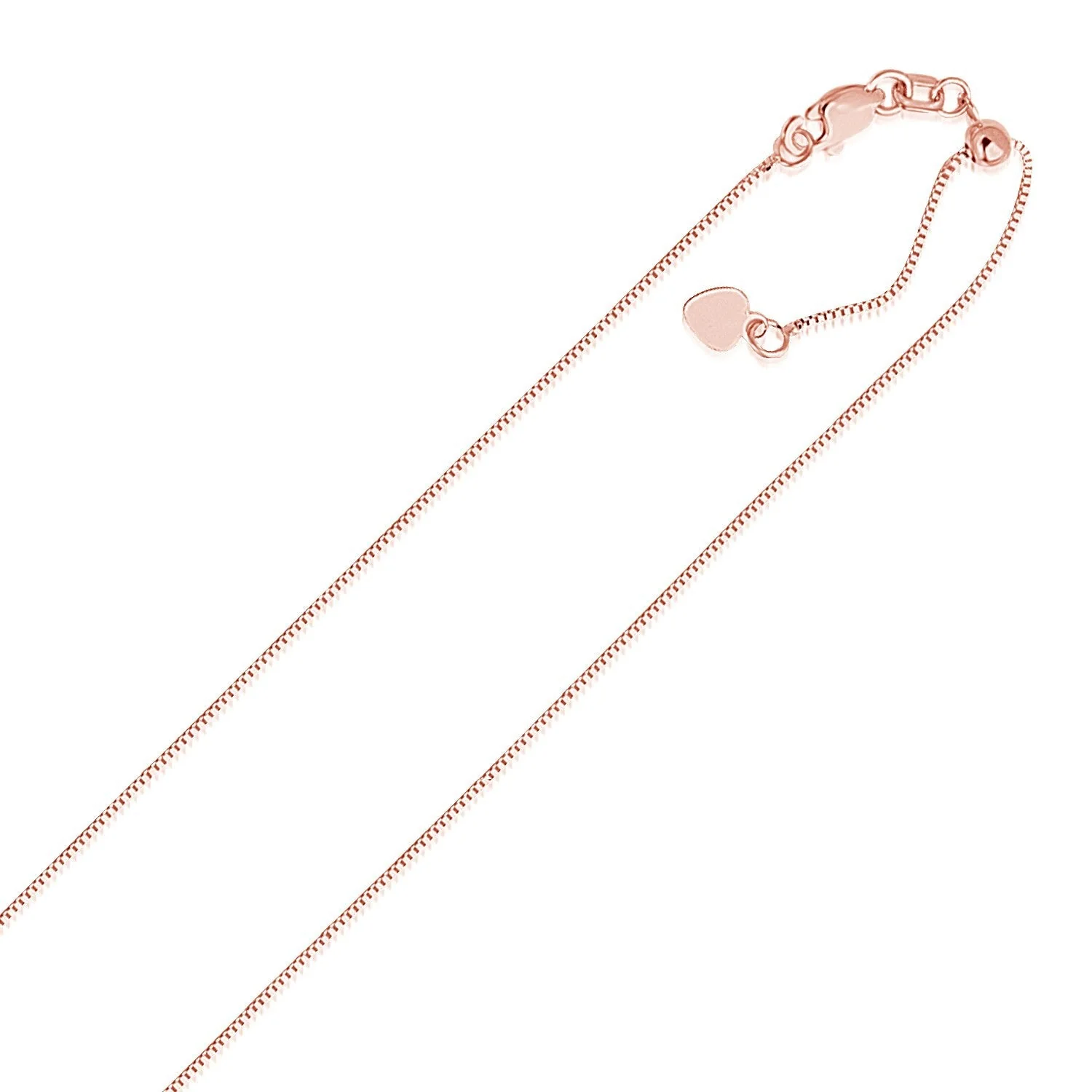 14k Rose Gold Adjustable Box Chain 0.7mm - Image 4