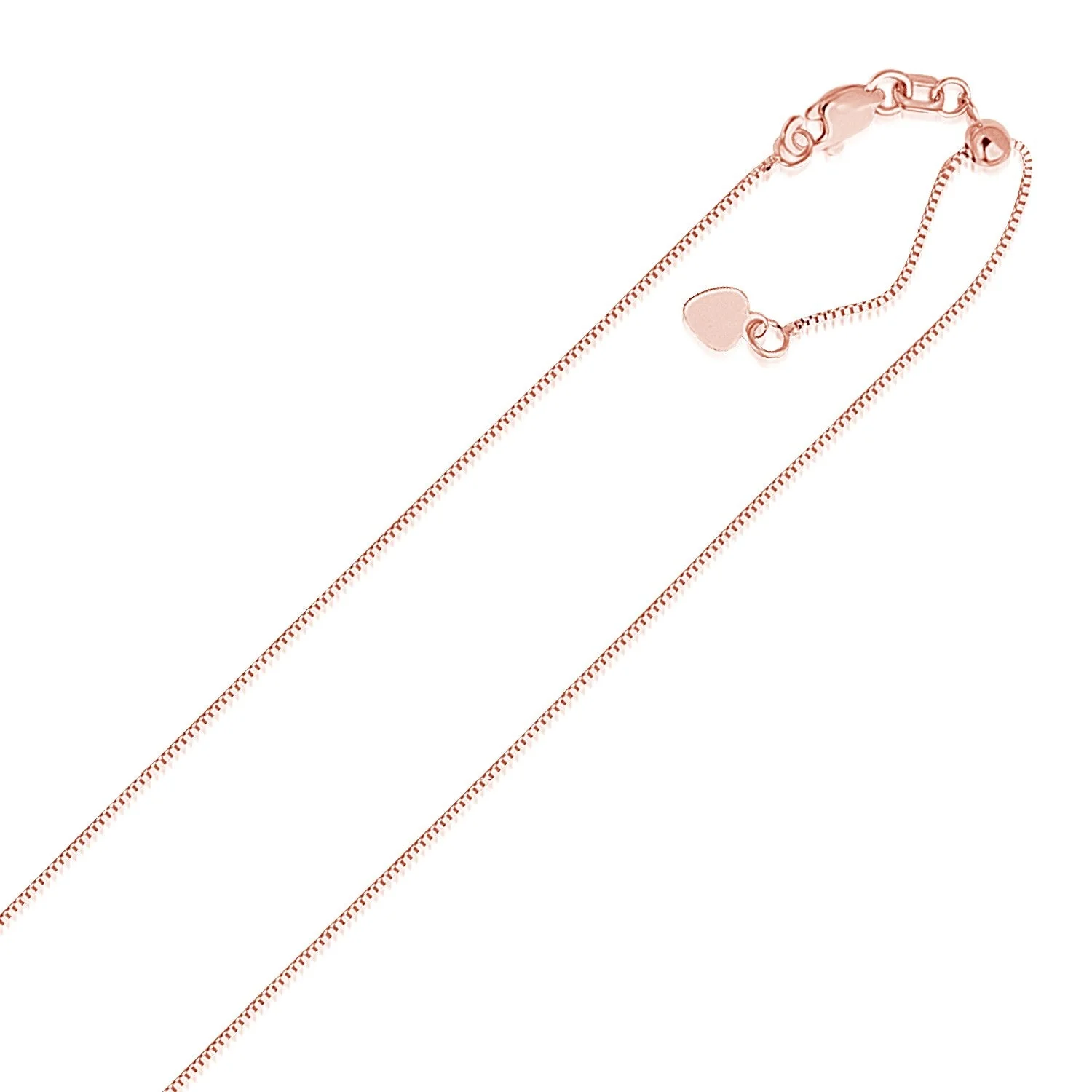 14k Rose Gold Adjustable Box Chain 0.7mm - Image 6