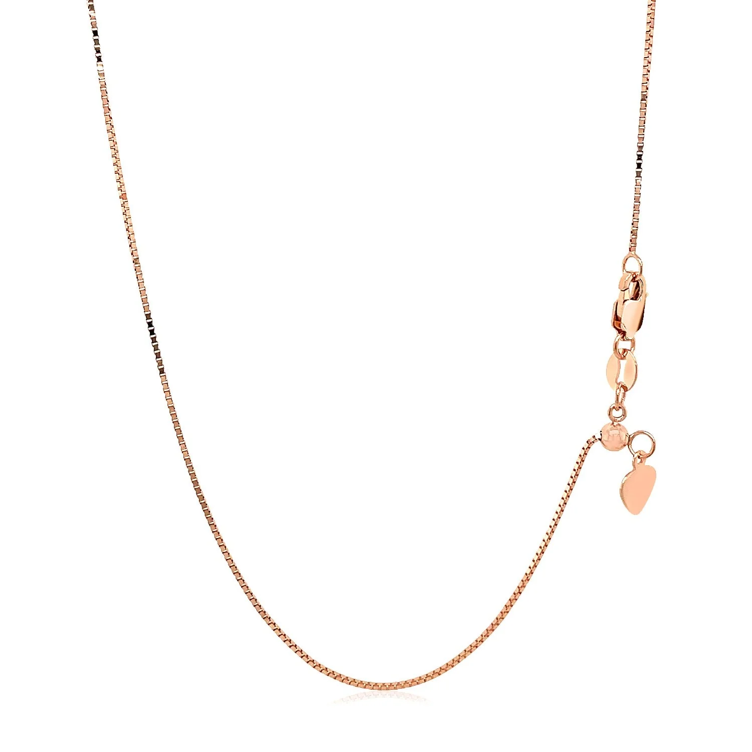14k Rose Gold Adjustable Box Chain 0.7mm - Image 9