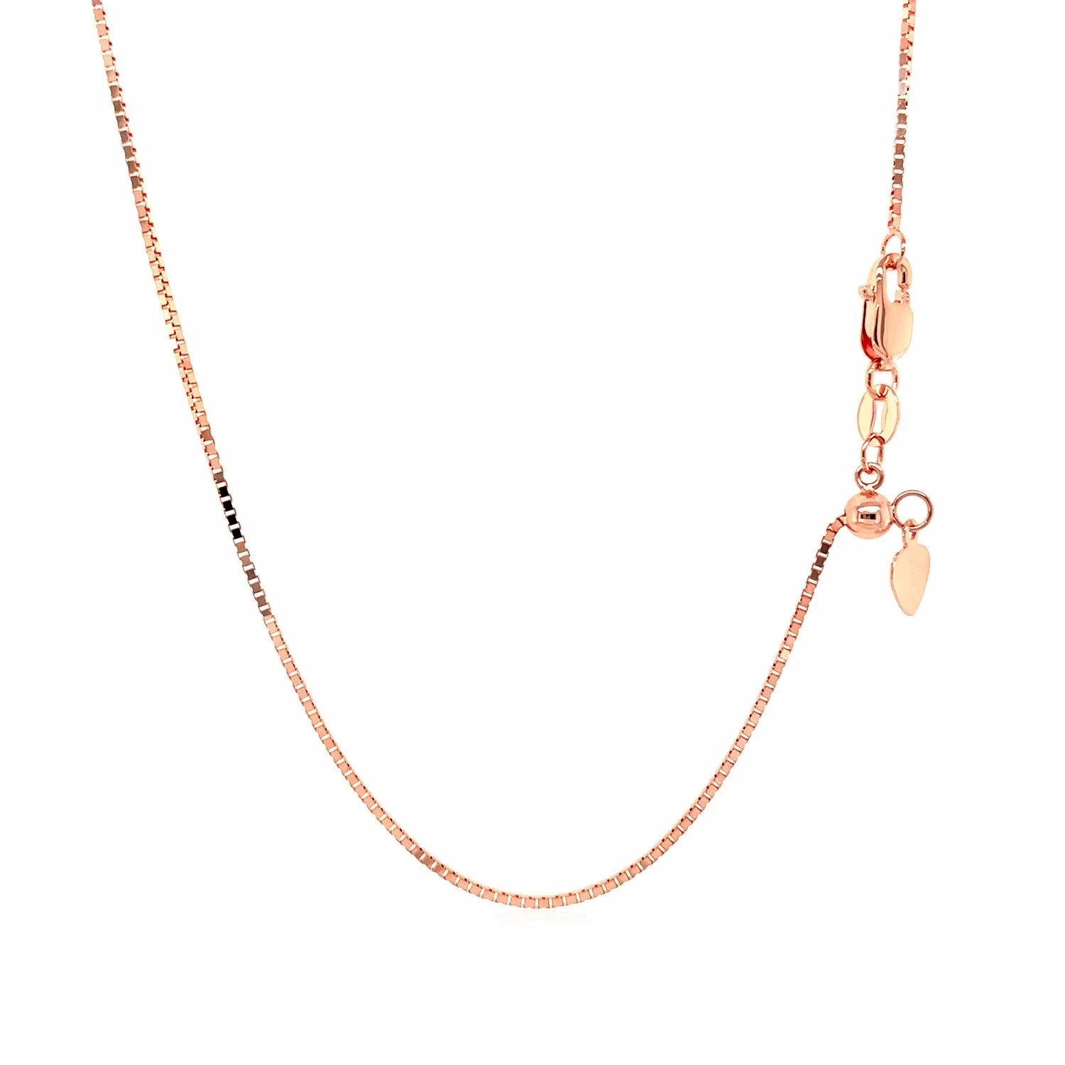 14k Rose Gold Adjustable Box Chain 0.85mm - Image 6