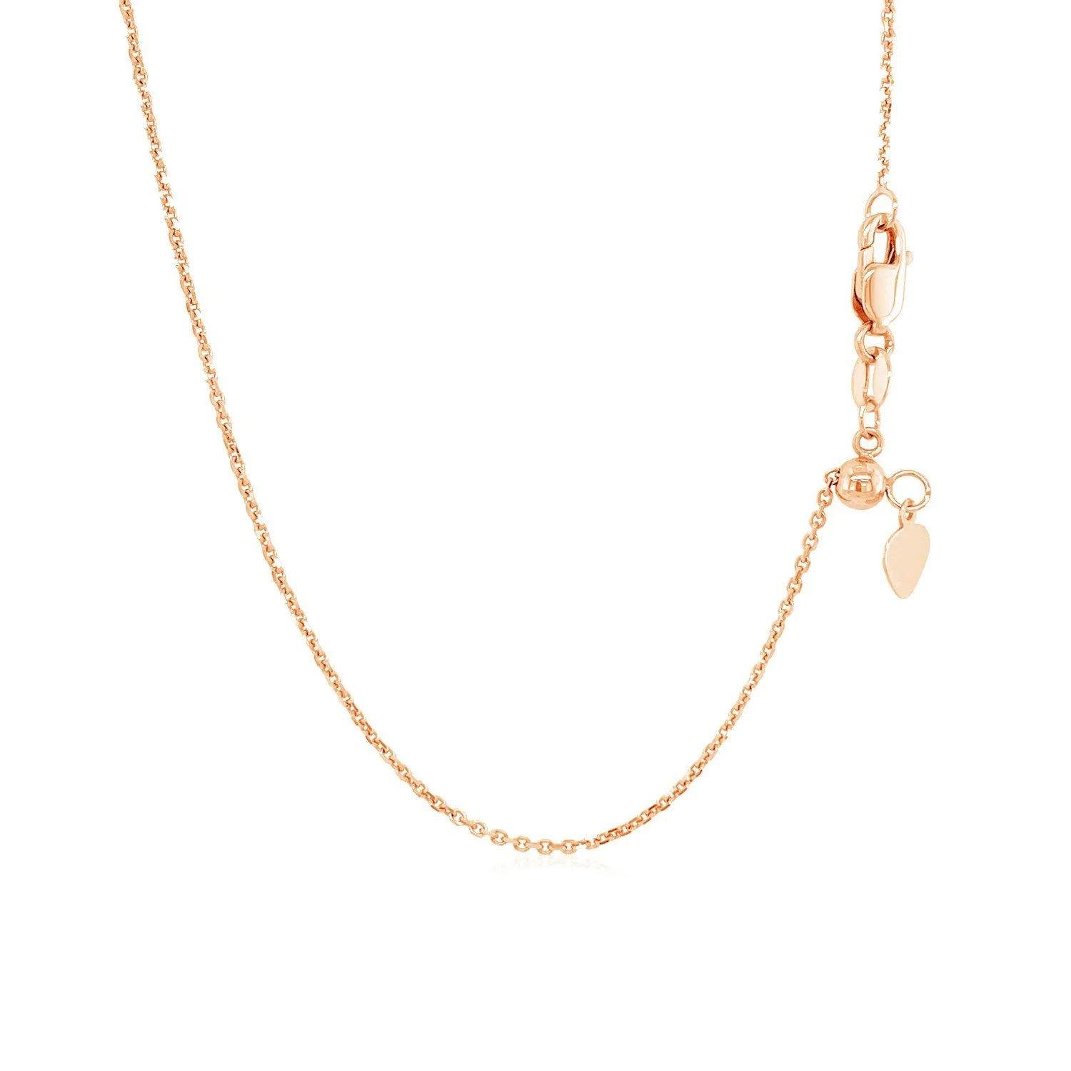 14k Rose Gold Adjustable Cable Chain 0.9mm - Image 3