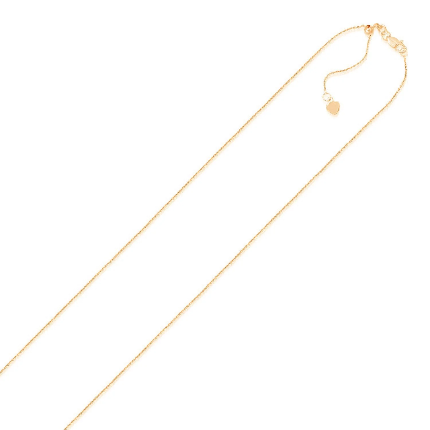 14k Rose Gold Adjustable Cable Chain 0.9mm - Image 4