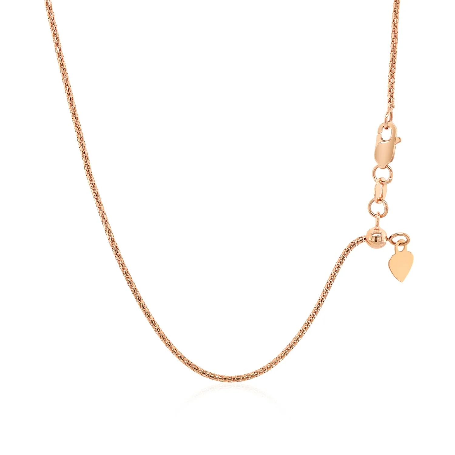 14k Rose Gold Adjustable Popcorn Chain 1.3mm - Image 8