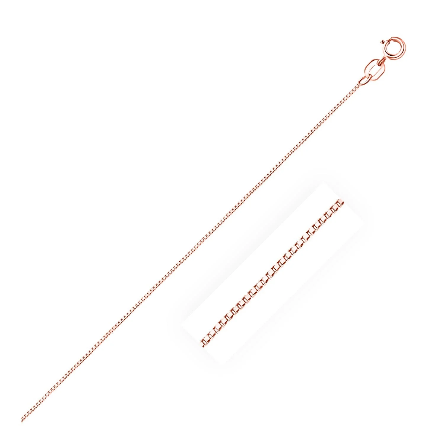 14k Rose Gold Classic Box Chain 0.6mm - Image 7