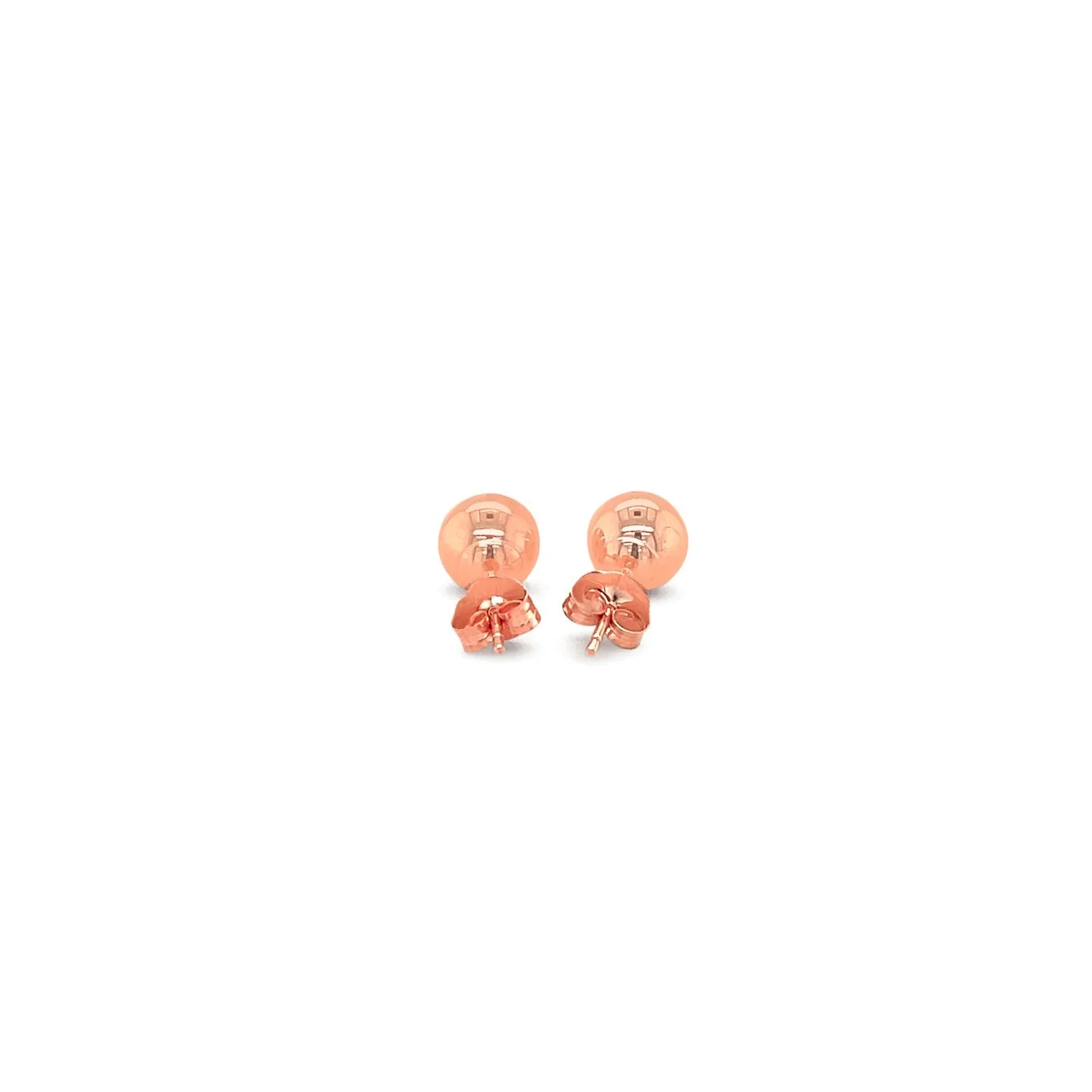 14k Rose Gold Classic Round Shape Stud Earrings (6.0 mm) - Image 6