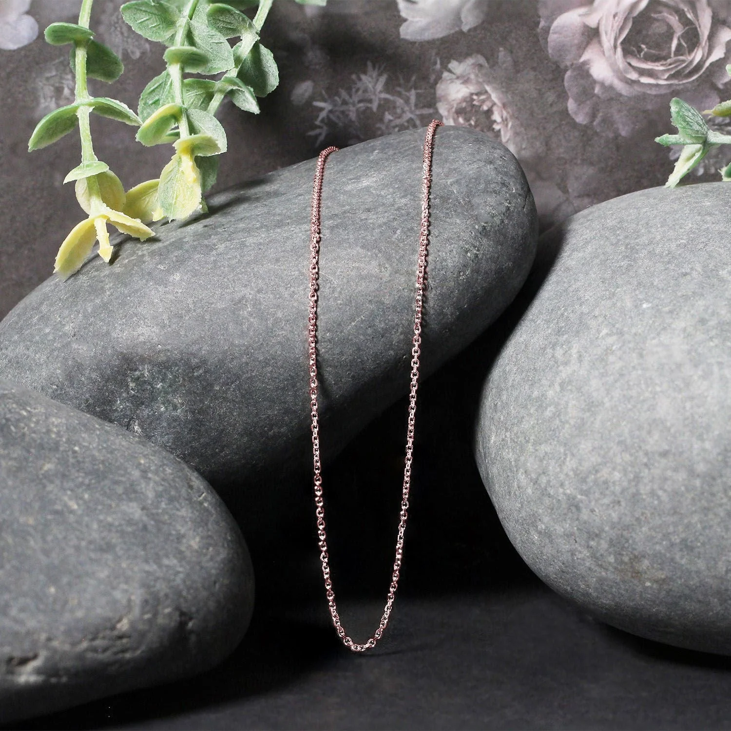 14k Rose Gold Diamond Cut Cable Link Chain 1.1mm - Image 10