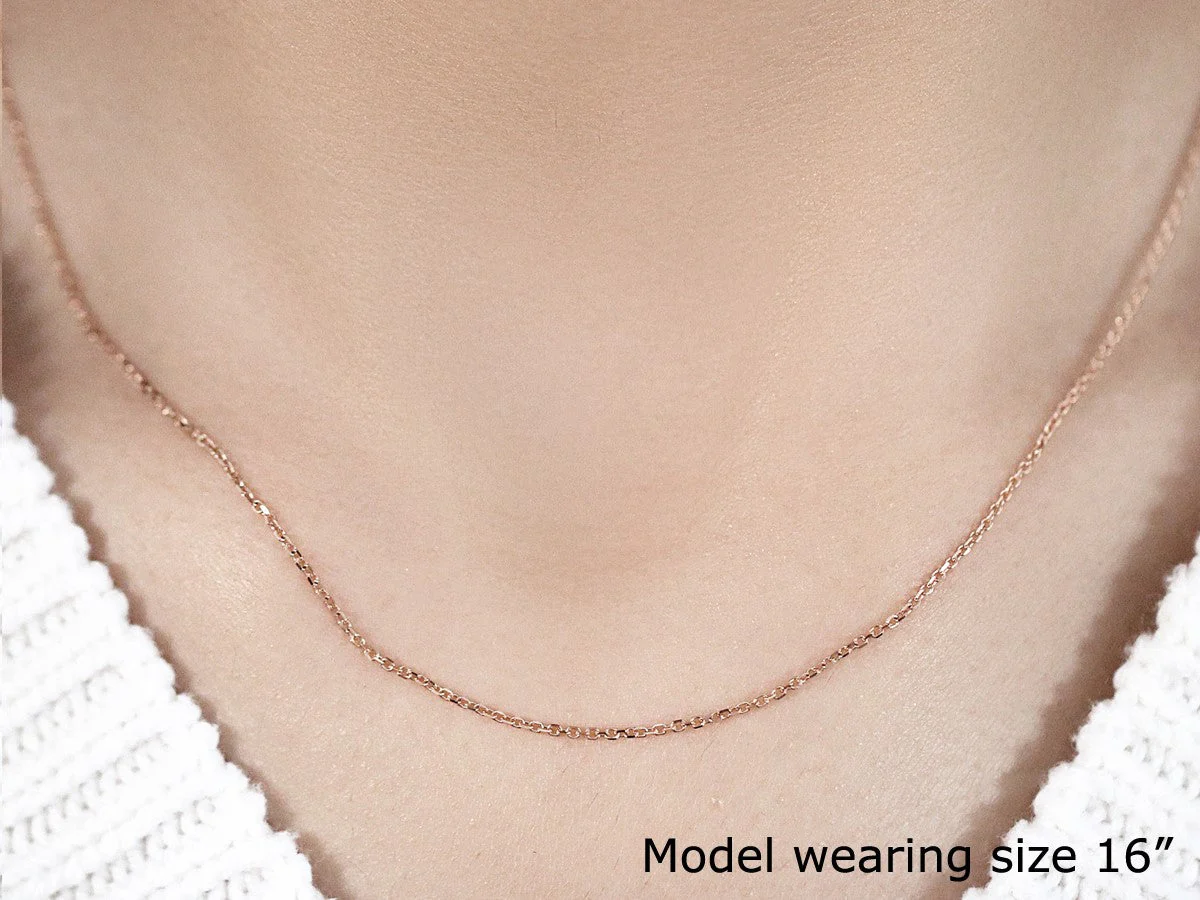 14k Rose Gold Diamond Cut Cable Link Chain 1.1mm - Image 12