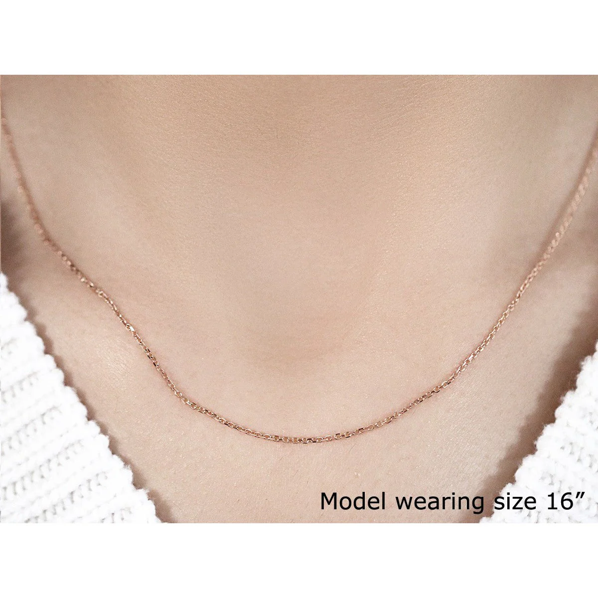 14k Rose Gold Diamond Cut Cable Link Chain 1.1mm - Image 4