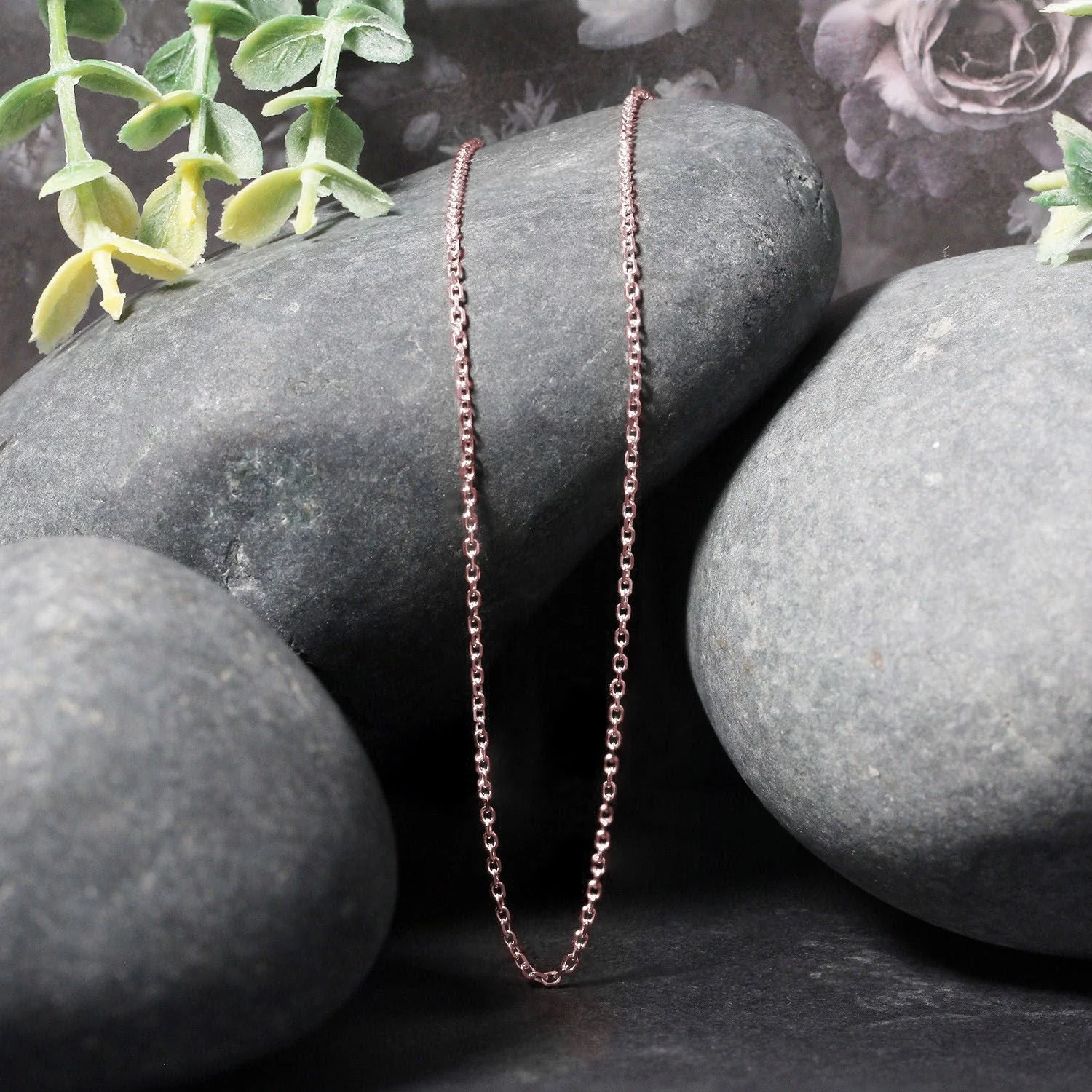 14k Rose Gold Diamond Cut Cable Link Chain 1.3mm - Image 10