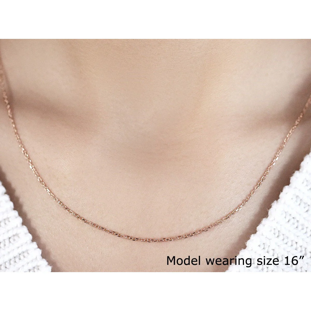 14k Rose Gold Diamond Cut Cable Link Chain 1.3mm - Image 4