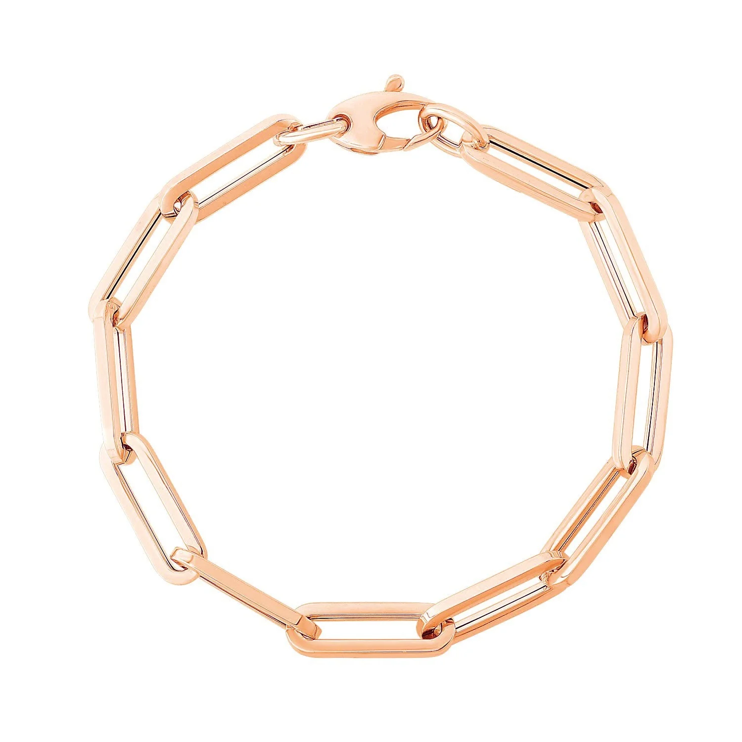 14K Rose Gold Extra Wide Paperclip Chain Bracelet - Image 4